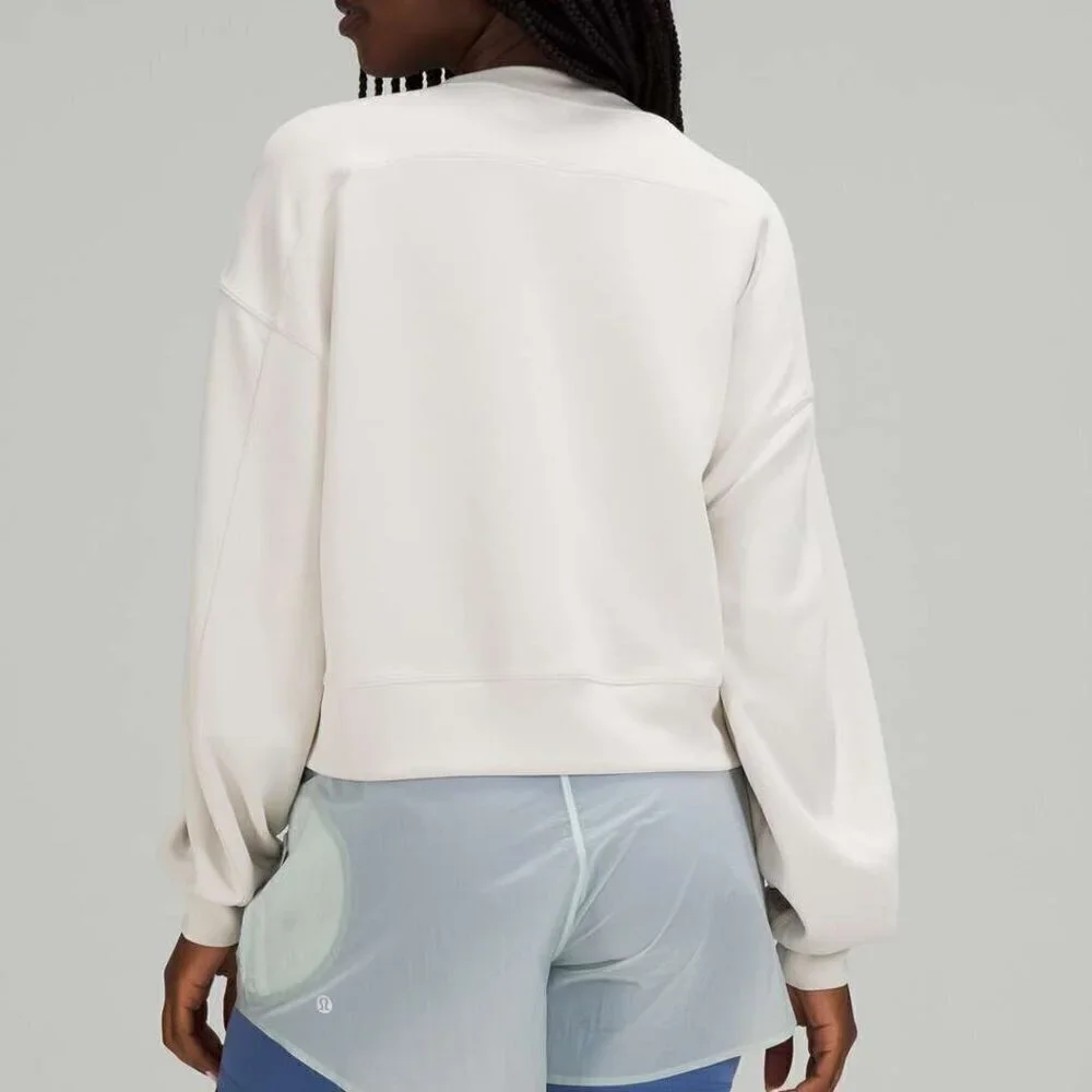 Lululemon Softstreme Perfectly Oversized Cropped Crew - 0 Bone/White Opal